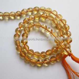 Collar de Piedras Preciosas Amarillas Cítricas con Cuentas Redondas Lisas, Joyería de Piedras Certificadas por Terceros, Modelo BN0202O de Coszcalt Exports - Product Image 5