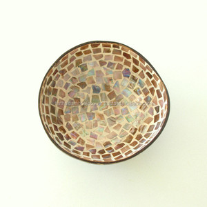 Natural Grande Coconut Mosaic Bowl, Coconut Shell Bowl - Product Image 1