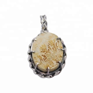 Belle feuille naturelle jaspe pendentif en pierres précieuses en argent sterling 925 bijoux fins pendentifs et breloques - Product Image 1