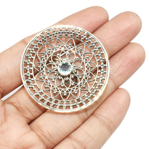 แท้รอบรูปร่างสีฟ้าบุษราคัม925แหวนเงิน925แฮนด์เมดเงินพลอยเงิน - Product Image 4