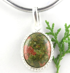 Colgante de Piedra Preciosa Lisa de Jaspe Oceánico Verde Unakita Natural de Forma Mixta Chapado en Oro de Plata de Ley 92.5, Regalo de Joyería DIY - Product Image 4