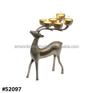 Candelabros de renos de Metal plateado Decoración de sala de estar Diseño de lujo Portavelas de Metal Forma de ciervo - Product Image 6