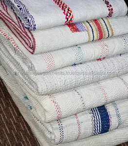 White Heavy Soft Colors Handmade Vintage Oneのa-Kind Kantha Sari Quilt Beautiful Vintage Kantha Throw Indian Sari Blankets