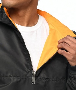 Vestes coupe-vent surdimensionnées noires sur mesure pour hommes avec piste réfléchissante 3M - Product Image 5