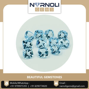 Coussin en pierre précieuse en topaze, tissu bleu clair et Semi-poli - Product Image 6