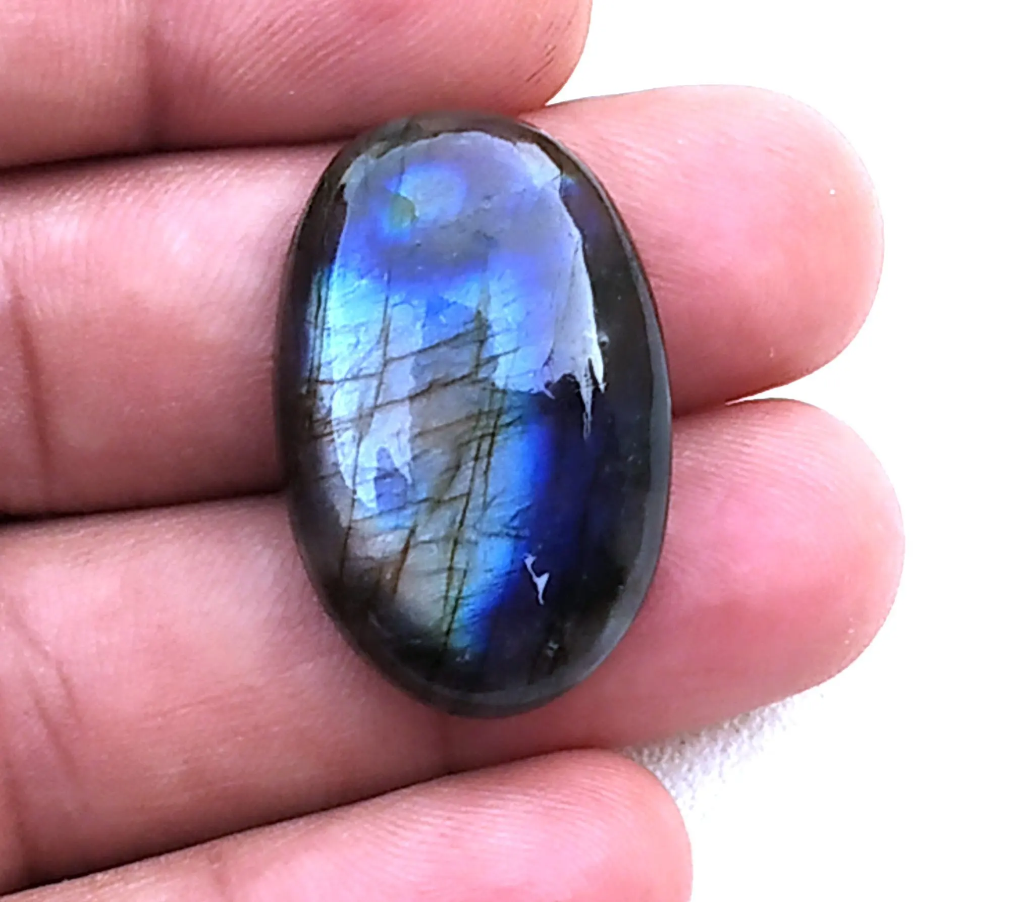 नीले फ्लैश के लिए अंडाकार आकार प्राकृतिक Labradorite ढीला रत्न Cabochons बनाने लटकन उपहार थोक