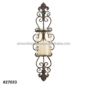 Wrought Iron One Light Wall Sconce <b>Candle</b> <b>Holder</b> - Product Image 1