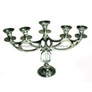 เทียนอินเดียขนาดใหญ่ที่ทำด้วยมือยืน5แขน Candelabra - Product Image 5