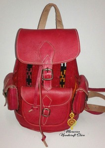 Sac à dos unisexe en cuir fait main berbère marocain Utilisation quotidienne Accessoire Sac à main - Product Image 4