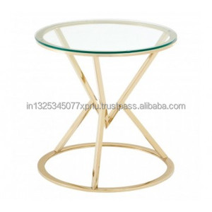 Tabouret en métal avec plateau en verre - Product Image 4