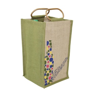 Bolsa de vino de yute de cuatro botellas de último diseño con separador interior, patrón personalizado, bolsa laminada de PP, mango de caña interior - Product Image 3