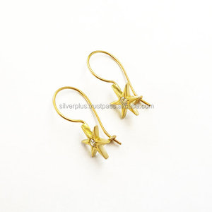 คุณภาพที่ดีที่สุด14K สีเหลืองทองธรรมชาติออกแบบตะขอต่างหูสตั๊ดดาวเครื่องประดับ unisex ของขวัญปาร์ตี้วันครบรอบ - Product Image 3