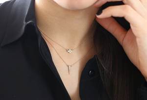 Layering CZ Diamond Stone <b>Necklace</b> <b>Chain</b> Silver <b>Necklace</b> - Product Image 6