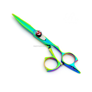 Ciseaux à cheveux droits professionnels gauchers de 6 pouces Ciseaux de coiffeur ergonomiques Poignée en caoutchouc décalée Sharp pour la coiffure - Product Image 1