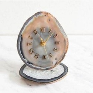 Horloge en agate grise de haute qualité, 100% cristal naturel, écologique, polie, cadeau de Noël, décoration d'intérieur - Product Image 3