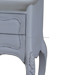 Indonesia Furniture - French Furniture of White Painted Nightstands Table Bedroom Set - Product Image 3