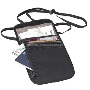 Anti-Theft RFID Blocking Passport Holder Neck Stash Travel Hidden Wallet Pouch / Wholesale Neck Pouch Passport Caes