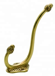 Vintage Double <b>Coat</b> <b>Hook</b> Brass Decorative Wall-Mounted <b>Coat</b> <b>Hooks</b> with <b>Black</b> Rustic White Texture for Home Use - Product Image 4