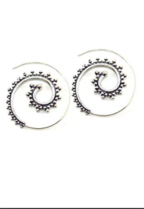 Pendientes colgantes de aro en espiral chapados en plata joyería de moda vintage - Product Image 2