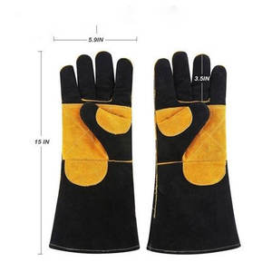 High Quality Cowhide Leather Welding <b>Gloves</b> Winter Warm <b>Long</b> Cuff Design for Industrial Work Wholesale Available - Product Image 4