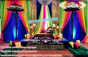 Mehndi Stage Zari Work telón de fondo cortinas inglés matrimonio recepción escenario decoración boda escenario telón de fondo Decoración - Product Image 2