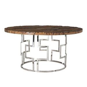 Table basse européenne vintage industrielle dormeuse en bois massif Base en acier inoxydable faite à la main meubles de salon élégants - Product Image 1