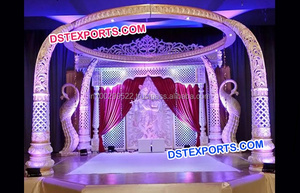 Royal Wedding mandap แกะสลักสีทองมีสไตล์ mandap แบบดั้งเดิมอุปกรณ์ตกแต่งงานปาร์ตี้ตามสั่งกิจกรรมลอนดอน - Product Image 5