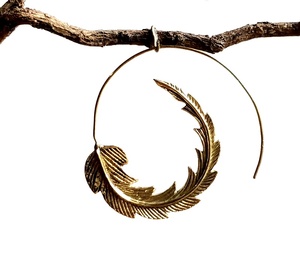 ต่างหูห่วงทองเหลืองเกลียวรูปใบไม้สำหรับผู้หญิงสไตล์โบฮีเมียนสำหรับงานเลี้ยงงานแต่งงานงานหมั้นหรือของขวัญ - Product Image 2