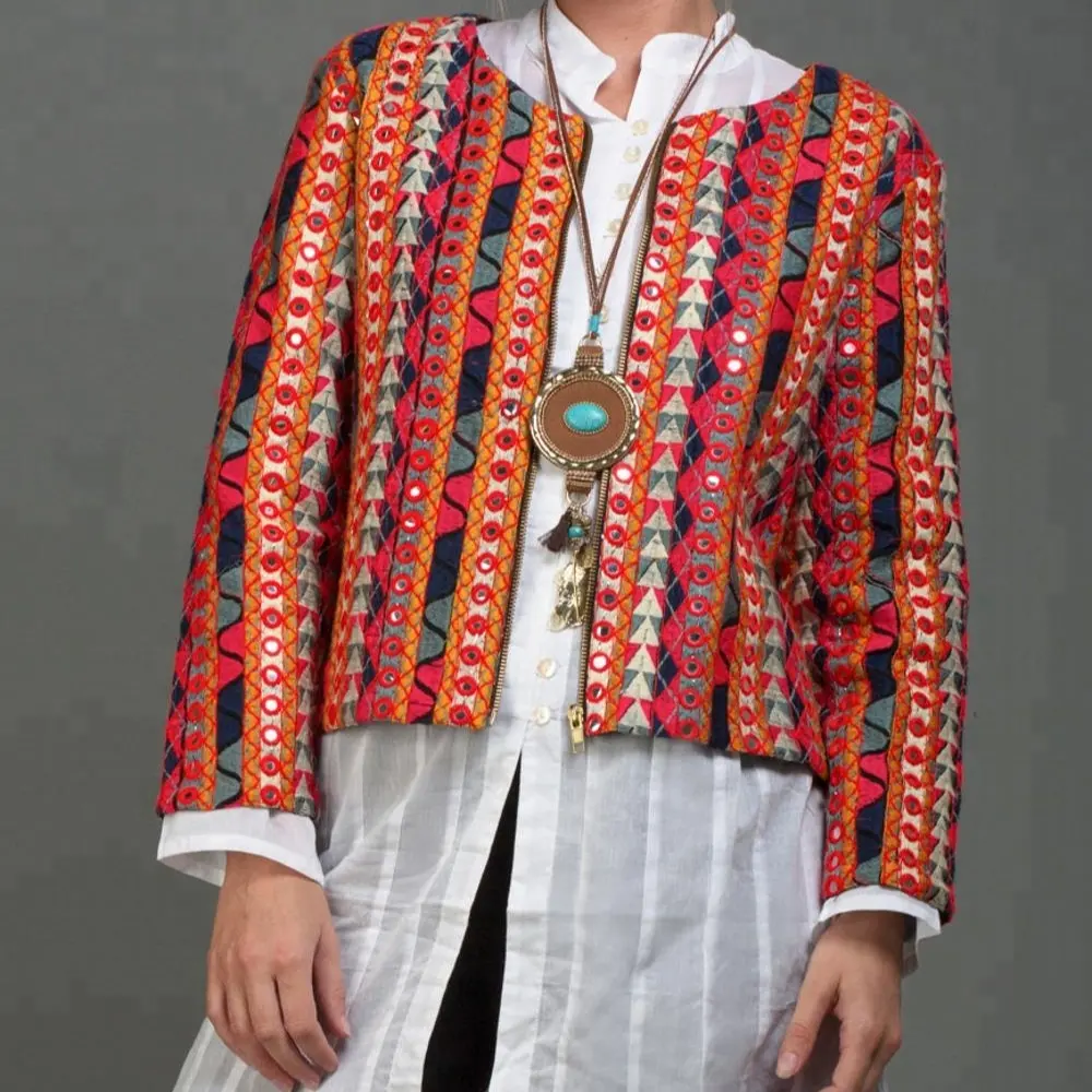 Precio muy barato tradicional de Bohemia banjara chaqueta elegante multicolor chaqueta con bordado y el trabajo del espejo