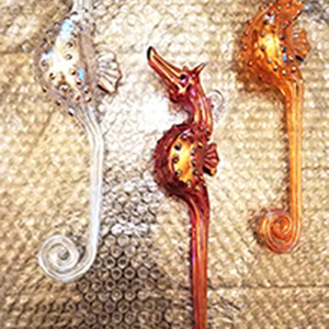 Adornos de Navidad de cristal hechos a mano de caballito de mar egipcio - Product Image 1