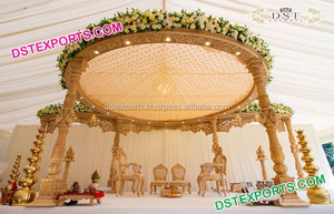Mandap de Madera para Celebración de Bodas, Mandap Moderno con Temática Blanca, Mandap de Madera de Lujo para Bodas Asiáticas, Decoración para Eventos en Canadá - Product Image 2