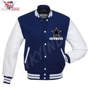 Jets Blauw Wit Rood Front College Senioren Varsity Jassen/<span class=keywords><strong>Baseball</strong></span> Jassen Met Custom Logos, Cijfers, Team Naam
