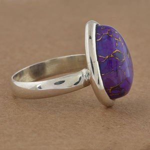 Magnifique bague en cuivre violet turquoise avec pierres précieuses Bague en argent sterling 925 Vente en gros de bijoux en argent faits à la main Fournisseur CASA DE PLATA - Product Image 3