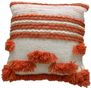 Boho marocain nordique bohémien housses de coussin en coton tufté de luxe 45x45cm housse de coussin avec pompon pour canapé de décoration de maison