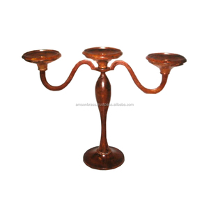 Bougeoir en métal aluminium Candélabre à 3 bras Bougeoir en métal pour mariage Bougeoir décoratif doré - Product Image 1