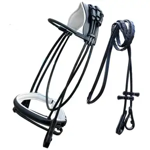 Bride de cheval équestre ronde en cuir pour l'équitation et la course Vêtements stables élégants - Product Image 1