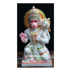 Nouveau design meilleur designer indien fait à la main en marbre blanc belle sculpture de seigneur Hanuman Ji pour la maison et le culte du temple et la décoration - Product Image 1