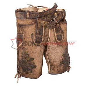 Lederhosen bavarois allemands courts, brodés, design vintage, cuir véritable, grande taille, anti-rides, caractéristiques de maternité - Product Image 1