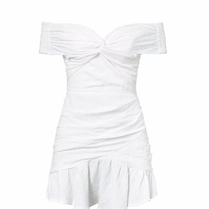 Vestido de mujer lavable ajustado con volantes cuello recto sin tirantes patrón de puntos cintura Natural-Color sólido Streetwear estilo cremallera - Product Image 1