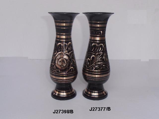 ブラックペイント インディアンフラワーベース 銅製 23cm 装飾用 VASE