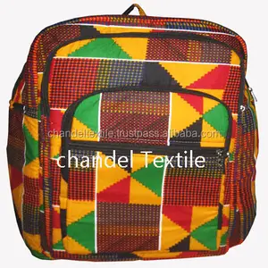 非洲Kente印花背包书包背包背包手工棉织物蜡印花背包钱包