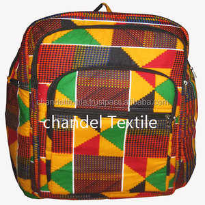 Kente Kangha กระเป๋าเป้สะพายหลังพิมพ์ลายสไตล์แอฟริกันกระเป๋าใส่หนังสือกระเป๋าสะพายหลังผ้าฝ้ายทำด้วยมือ - Product Image 2