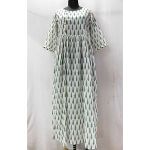 Vestido estampado de bloques florales de algodón suave hecho a mano, Vestido largo de verano, ropa de fiesta, vestido de túnica superior para mujer, Bohemia túnica, ropa de Festival - Product Image 1