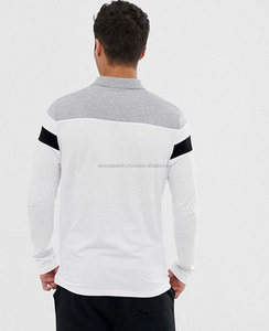 Nouveau design Polo à manches longues avec fermeture éclair et bloc de couleur pour le corps en blanc, polos respirants - Product Image 1