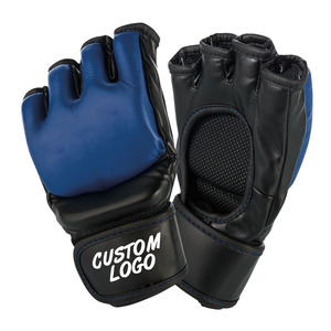 Gants d'entraînement professionnels de MMA et de boxe Logo personnalisé en cuir de vachette véritable imprimé motif poinçonnage Taekwondo gants de combat - Product Image 1