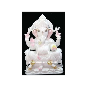 Estatua de Ganesha de mármol blanco - Product Image 1