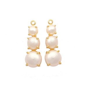 Componentes de pendientes de una sola fianza hechos a mano conector de piedras preciosas de Perla sintética blanca hallazgos y componentes de joyería - Product Image 1