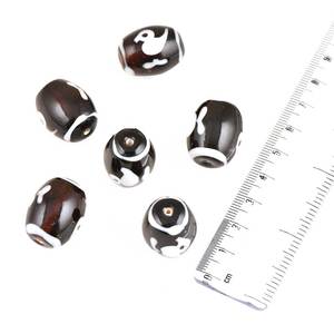 Canards noirs peints sur des perles de verre blanches en forme de tonneau (paquet de 12) - Product Image 1