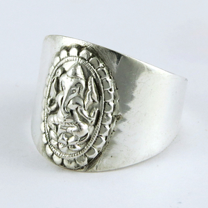 Lord Ganesh-Anillo de Plata de Ley 925 liso, joyería fina, joyería de plata - Product Image 3