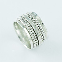 Bague tournante martelée à cinq bandes en argent massif 925, unisexe, faite à la main, pour mariage, fiançailles, cadeau, fête, Inde